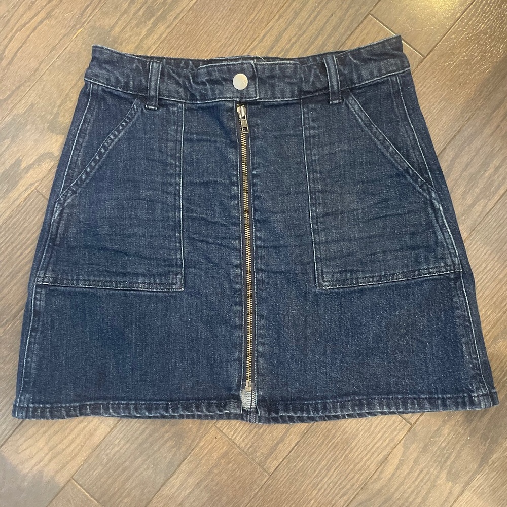 Madewell Zip Front Dark Denim Skirt